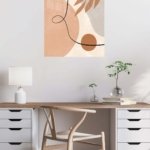Terracotta Leaf Line Abstract metal wall art print, view 5