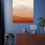 Terracotta Sun Over Layered Hills metal wall art print, view 4