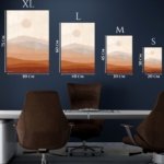 Terracotta Sun Over Layered Hills metal wall art print, view 6