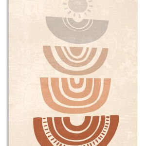 Earthy Sun Arc Composition metal wall art print