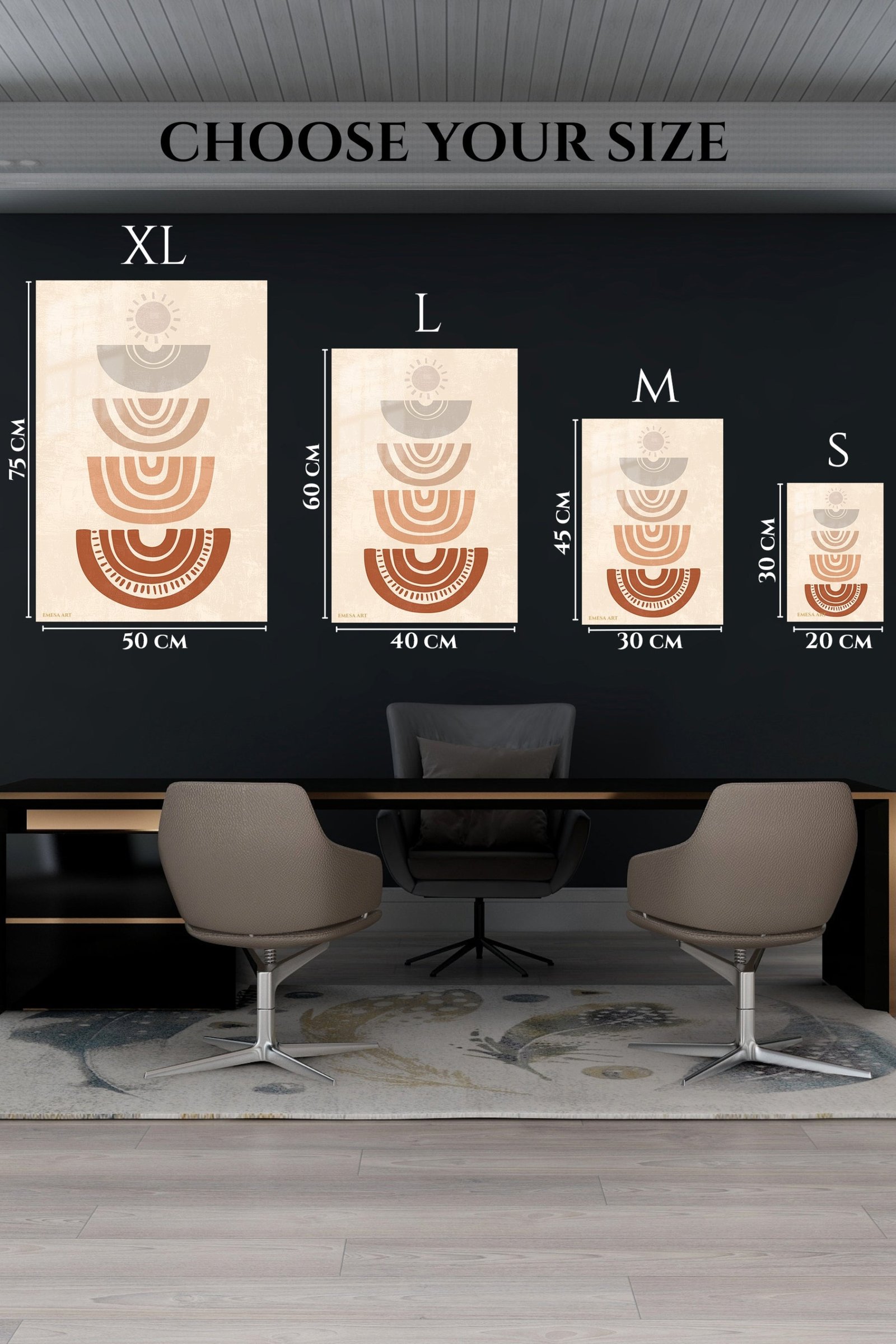 Earthy Sun Arc Composition metal wall art print, view 6