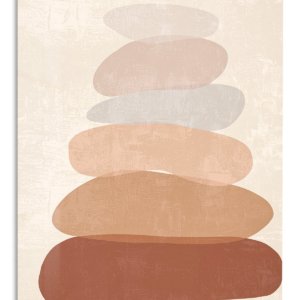 Earth Tone Stone Stack metal wall art print