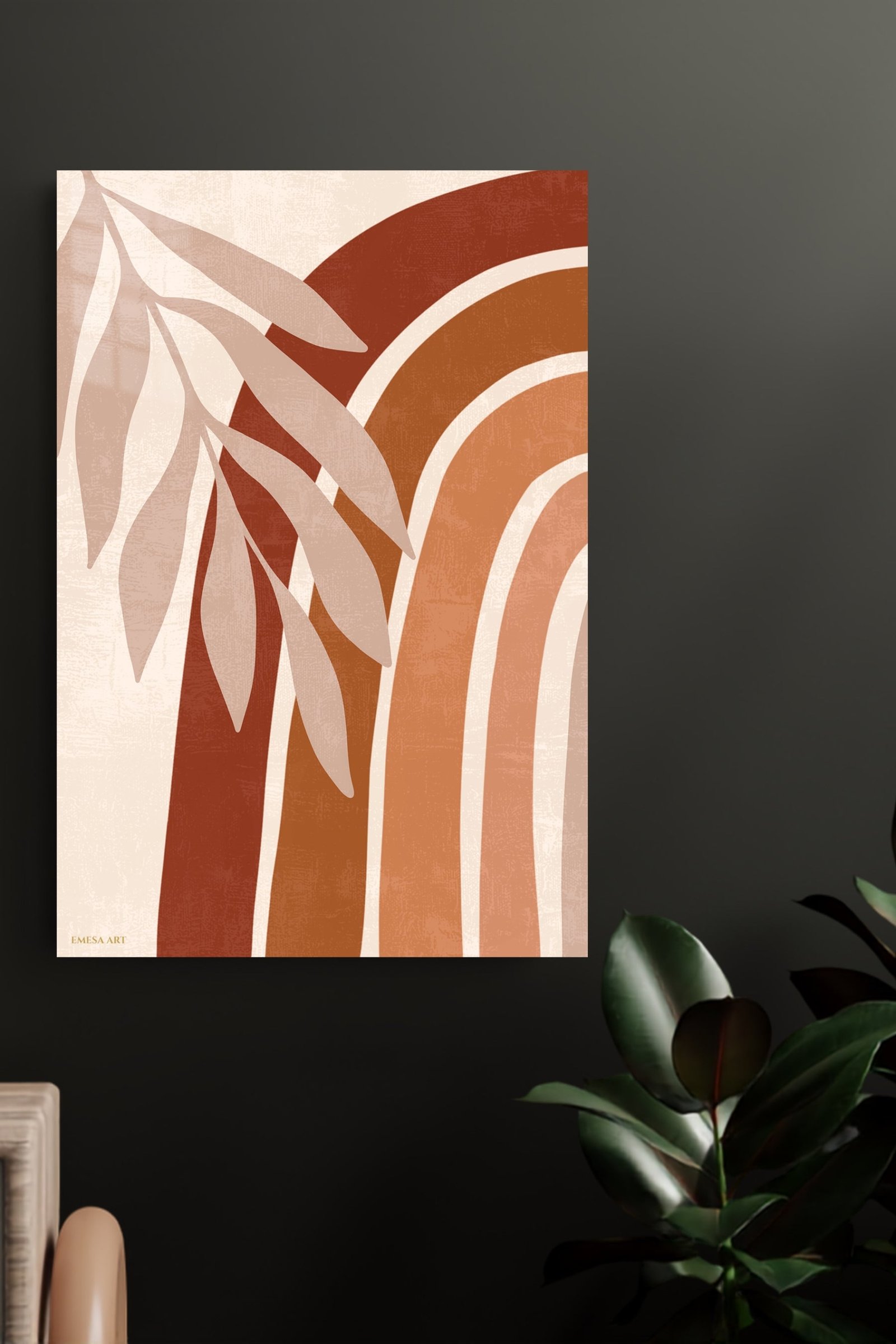 Terracotta Palm Arches metal wall art print, view 4
