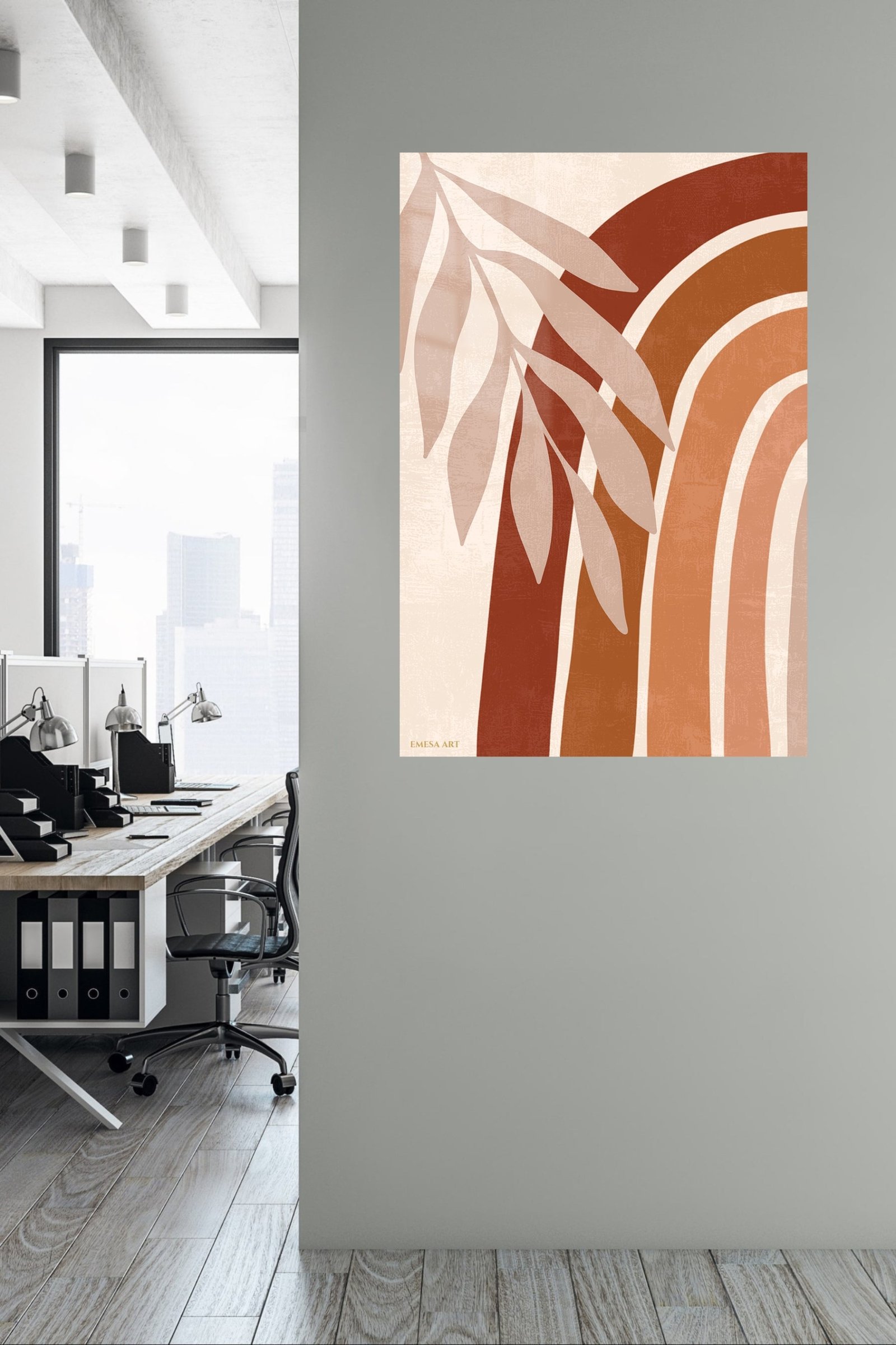 Terracotta Palm Arches metal wall art print, view 5