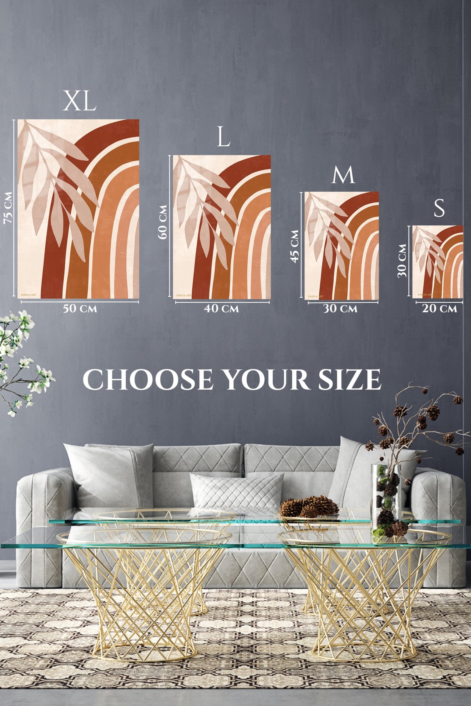 Terracotta Palm Arches metal wall art print, view 6