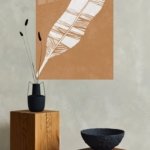 White Feather on Terracotta metal wall art print, view 4