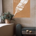 White Feather on Terracotta metal wall art print, view 5