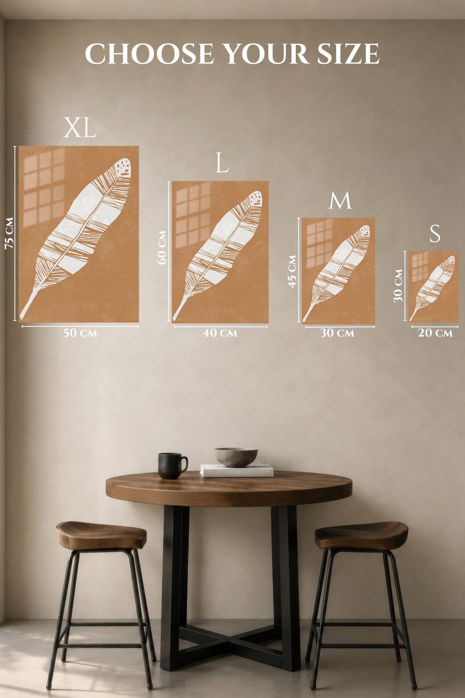 White Feather on Terracotta metal wall art print, view 6
