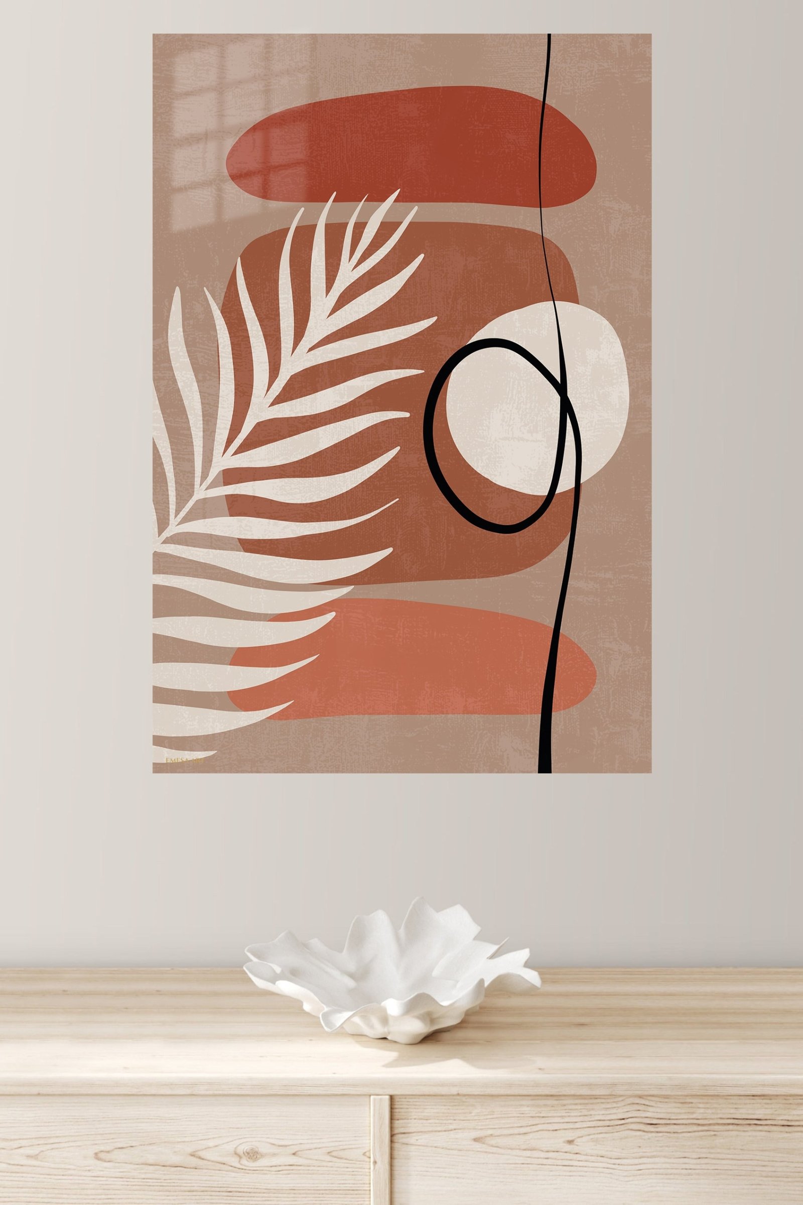 Terracotta Palm Abstraction metal wall art print, view 4