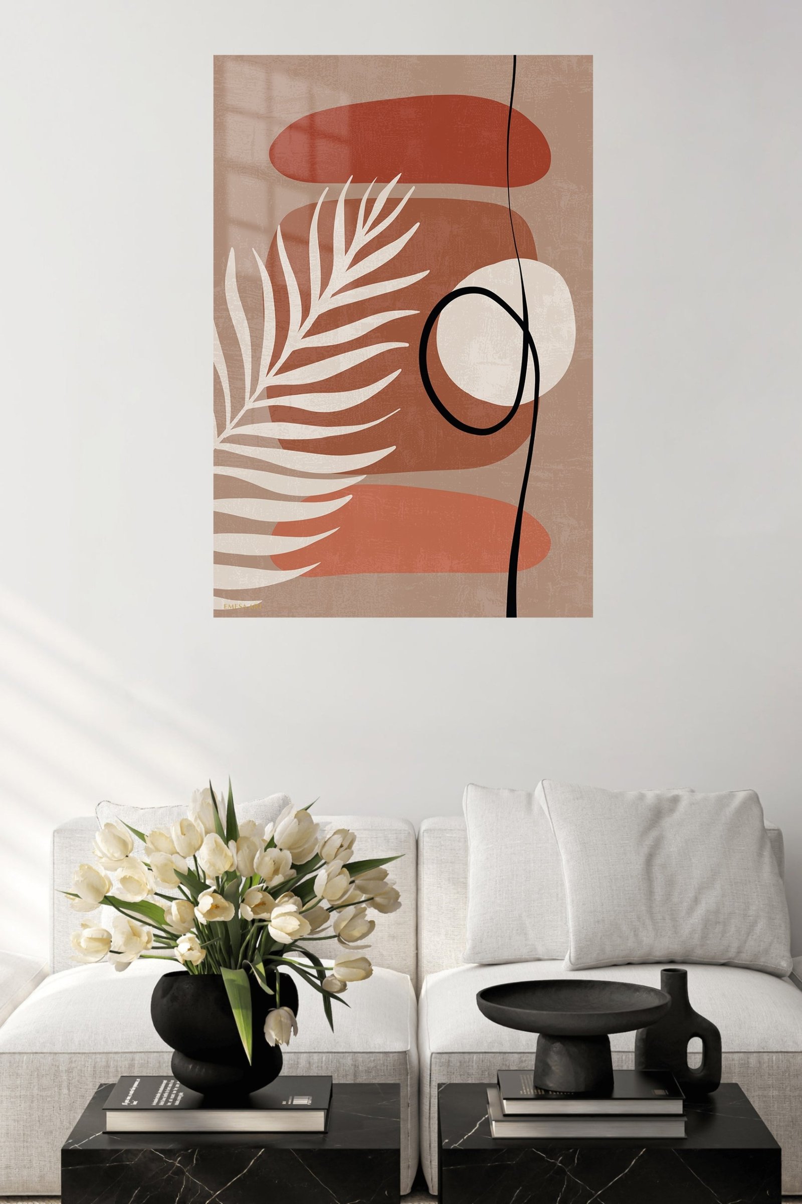 Terracotta Palm Abstraction metal wall art print, view 5