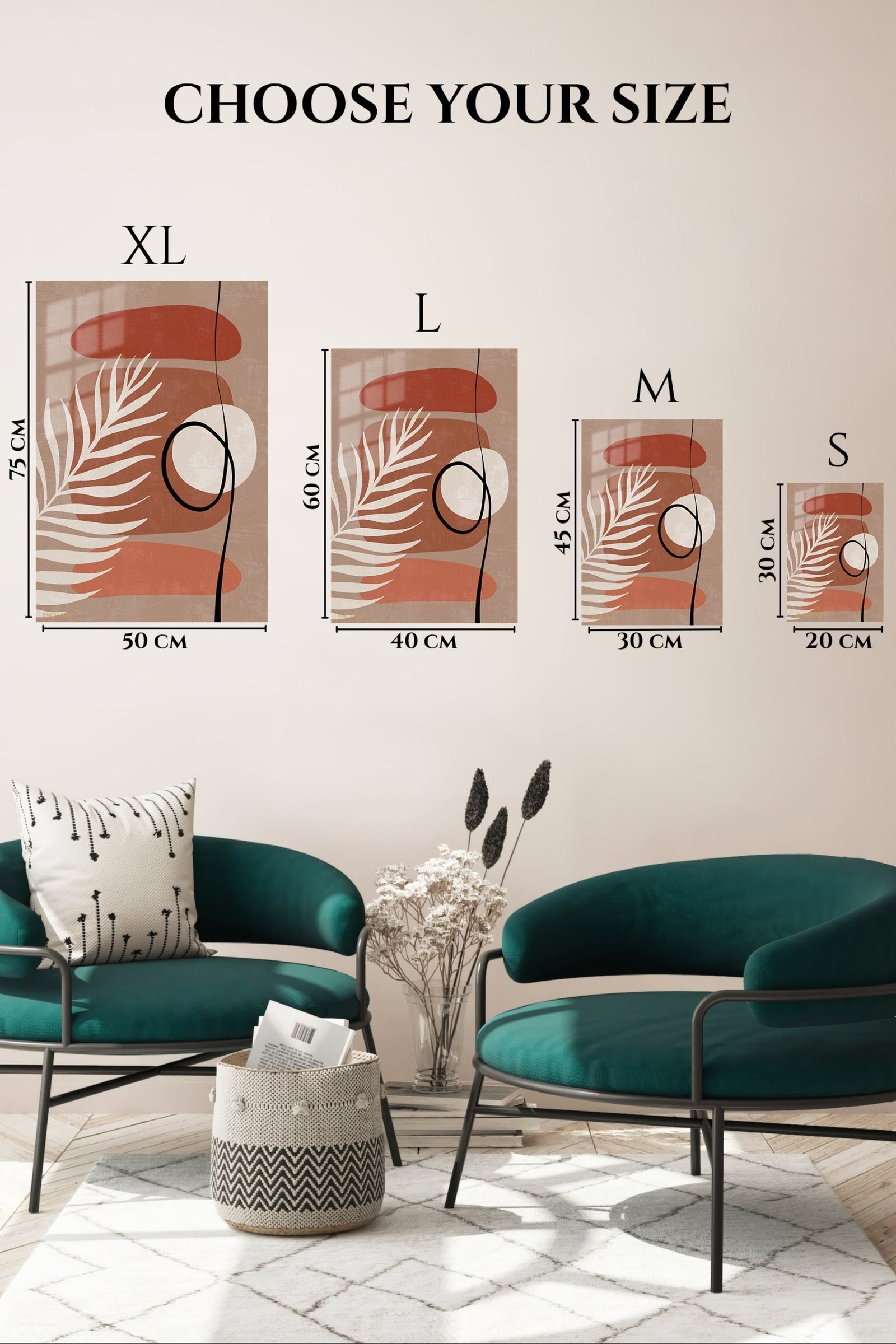 Terracotta Palm Abstraction metal wall art print, view 6