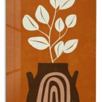 Terracotta Vase Leaf Silhouette metal wall art print