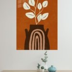 Terracotta Vase Leaf Silhouette metal wall art print, view 4
