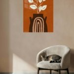 Terracotta Vase Leaf Silhouette metal wall art print, view 5
