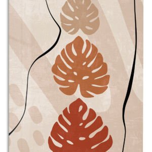 Terracotta Monstera Silhouettes metal wall art print