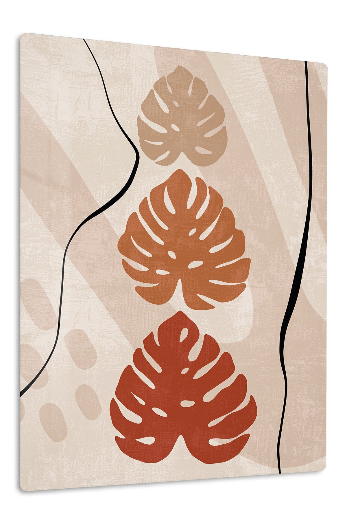 Terracotta Monstera Silhouettes metal wall art print