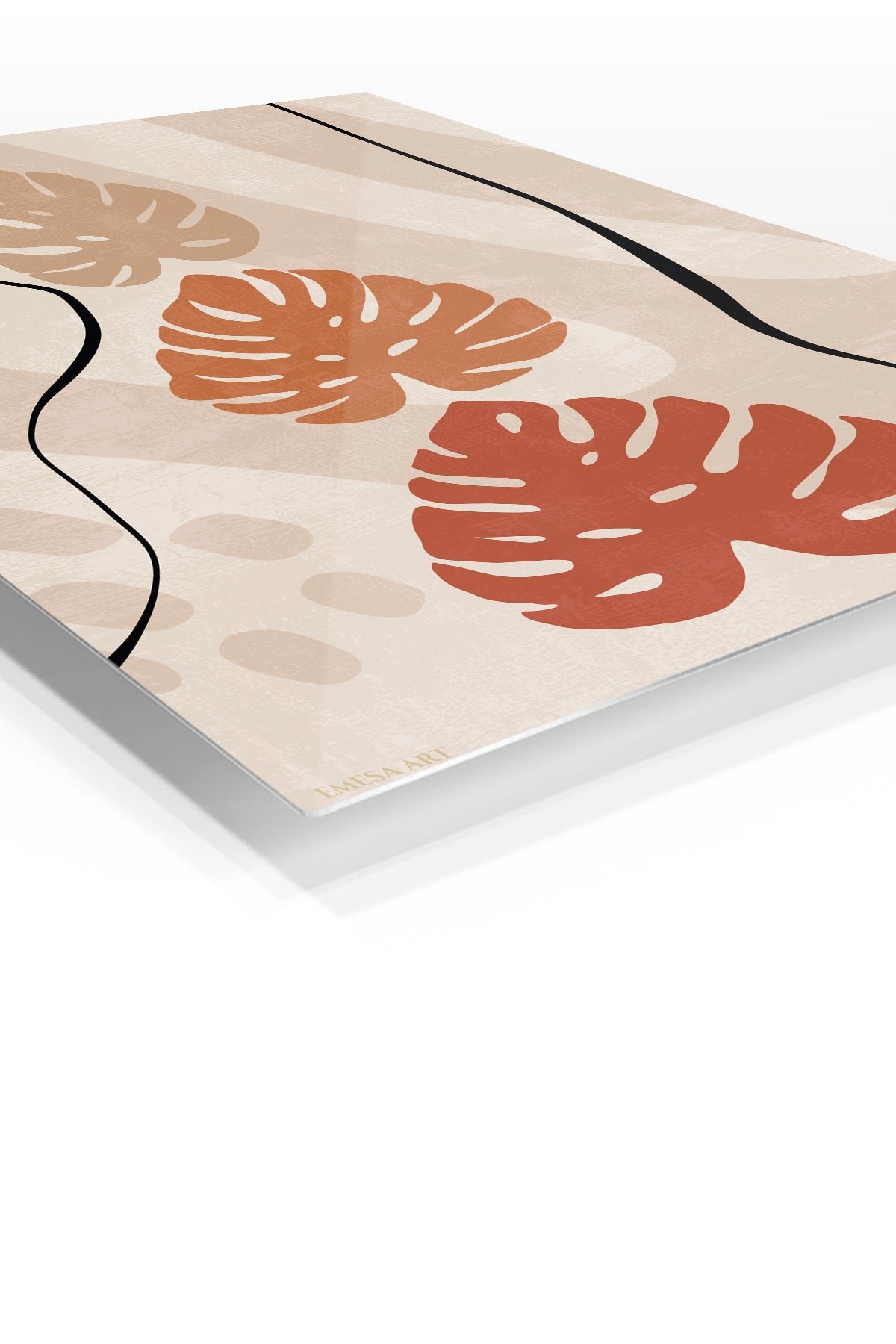Terracotta Monstera Silhouettes metal wall art print, view 2