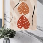 Terracotta Monstera Silhouettes metal wall art print, view 4