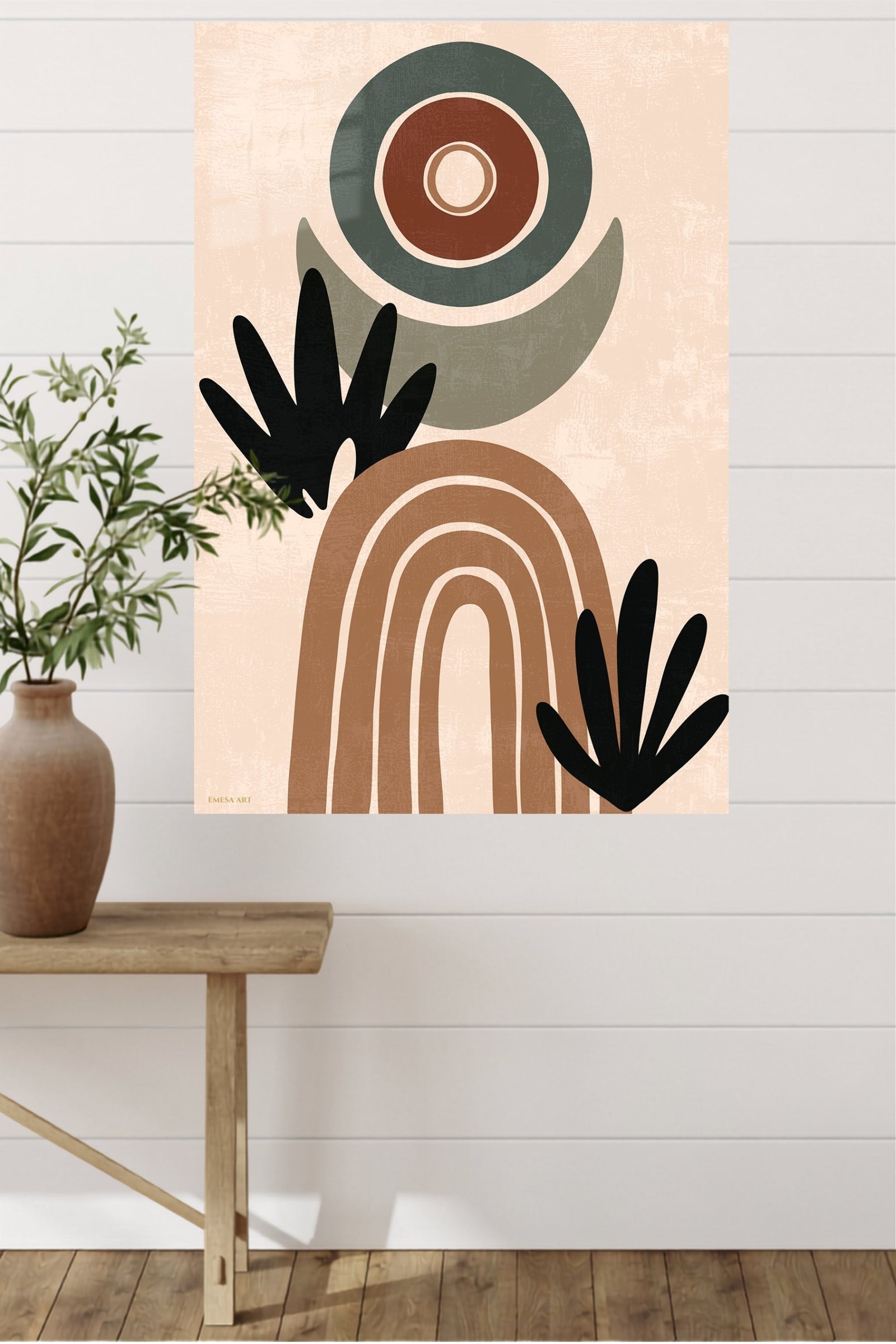Earthy Abstract Botanicals metal wall art print, view 4