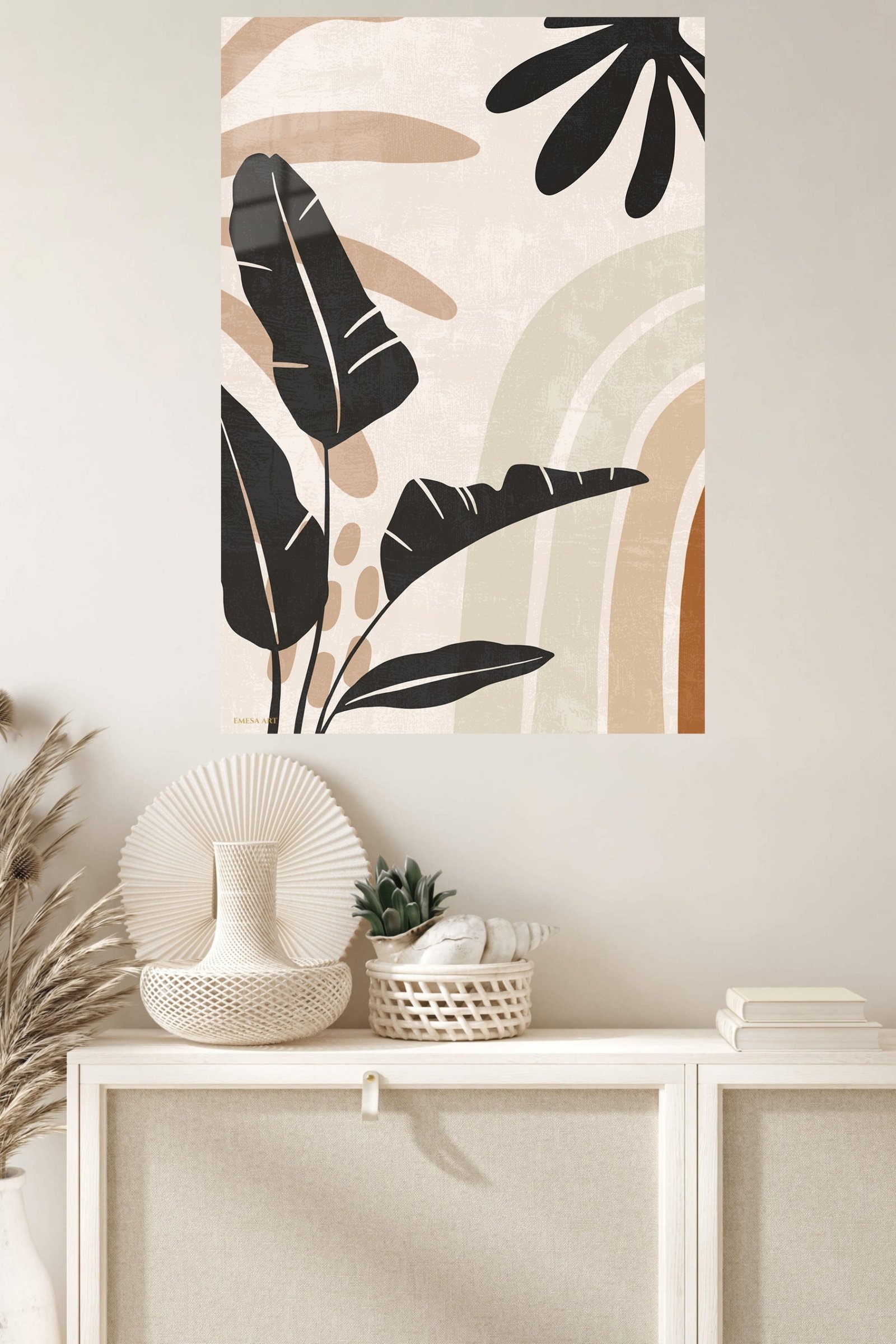 Earthy Tropical Leaf Arches metal wall art print, view 4