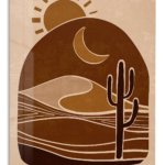 Desert Sun and Cactus metal wall art print