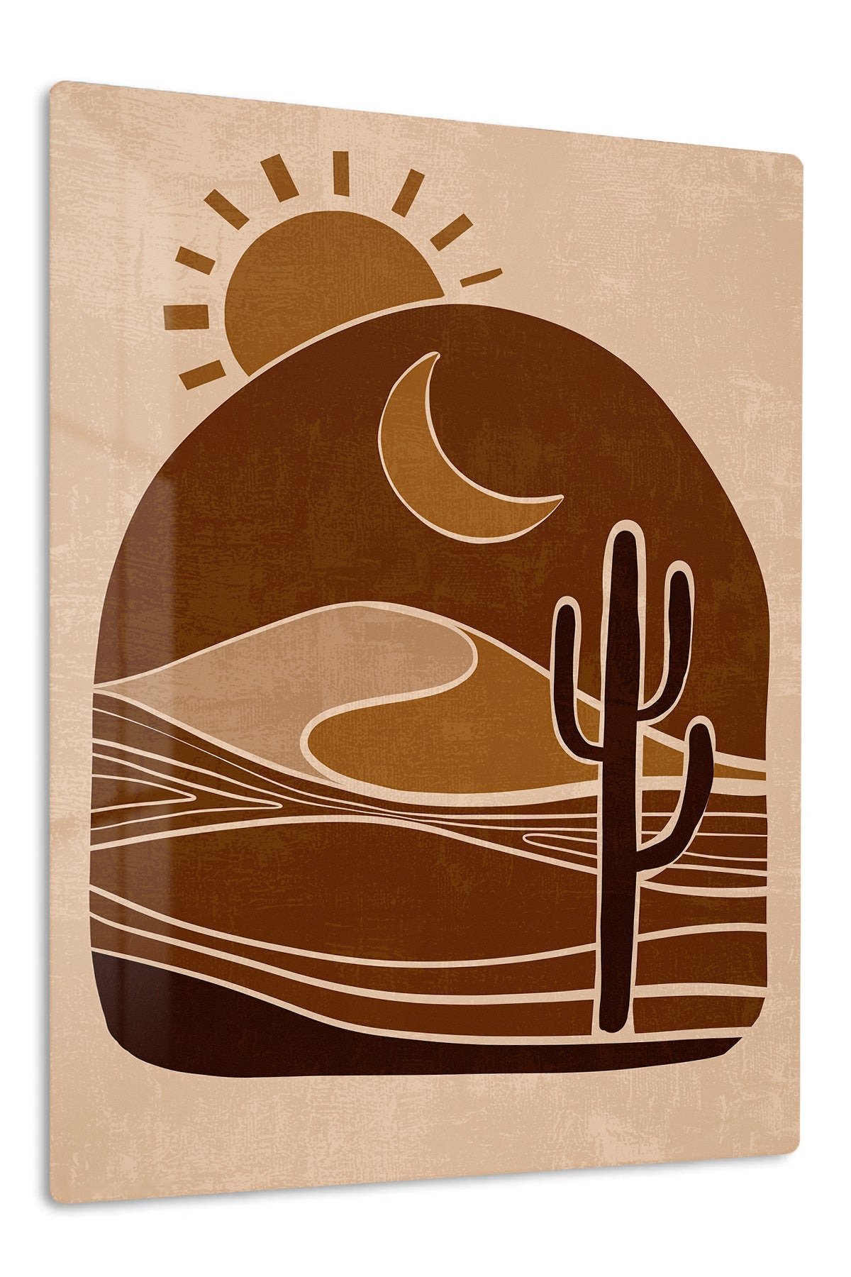 Desert Sun and Cactus metal wall art print