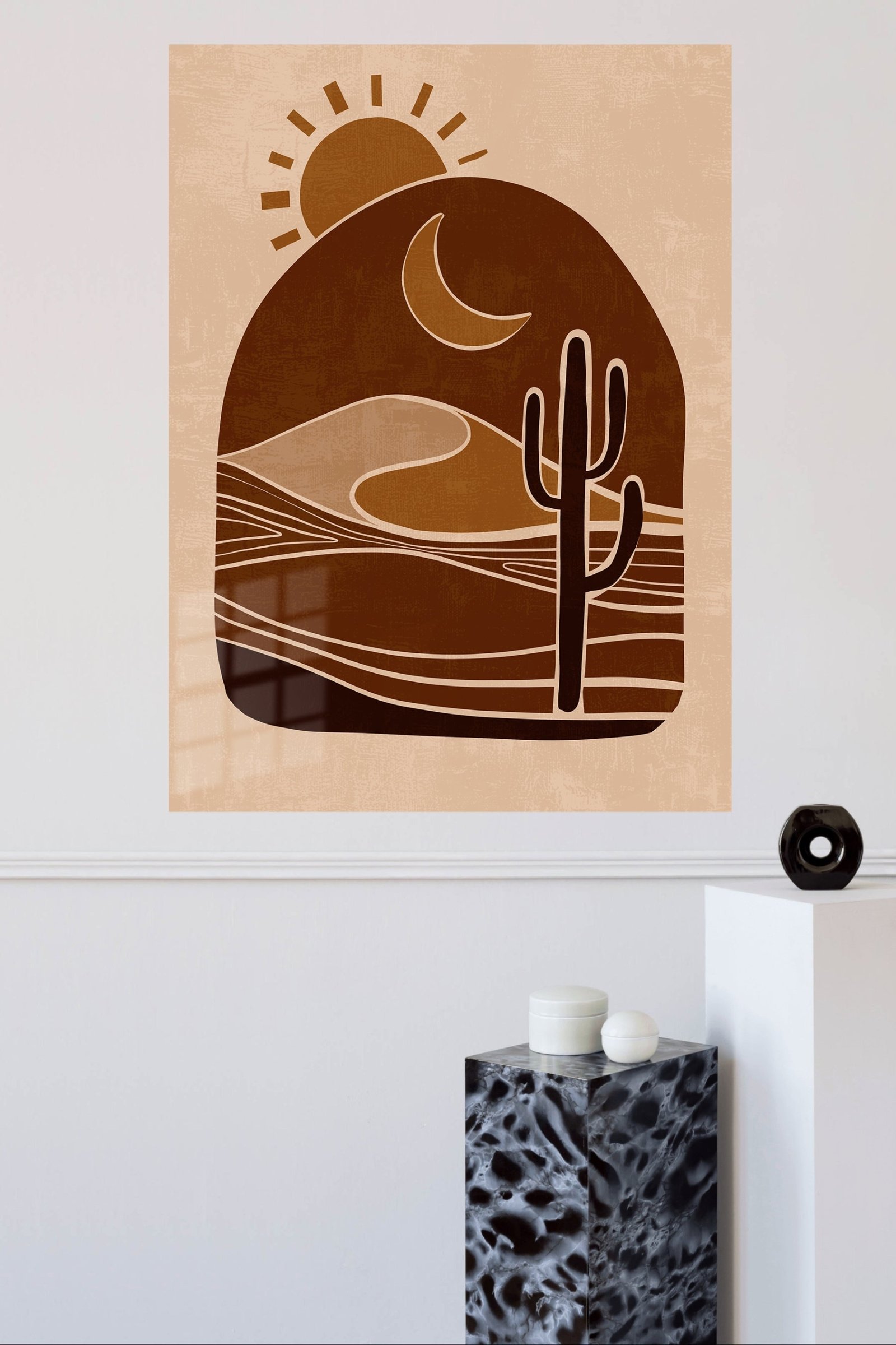 Desert Sun and Cactus metal wall art print, view 4