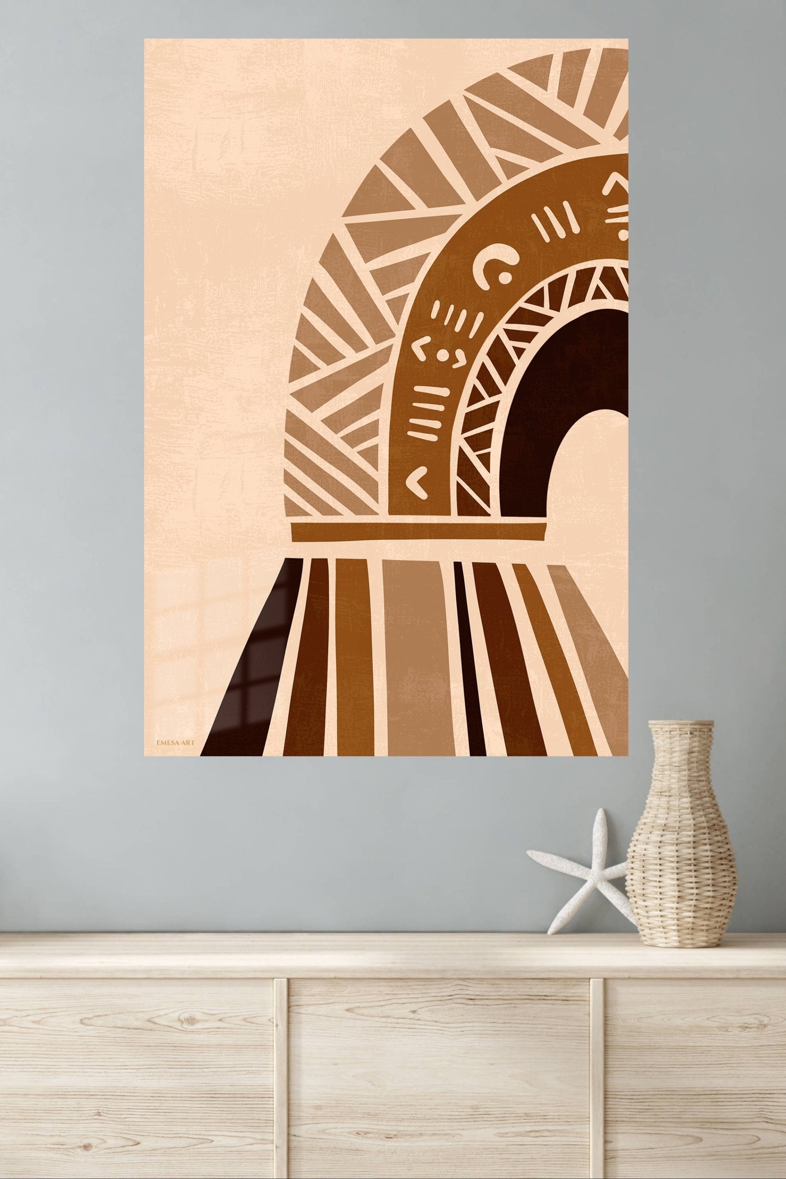 Earthtone Geometric Archway metal wall art print, view 4