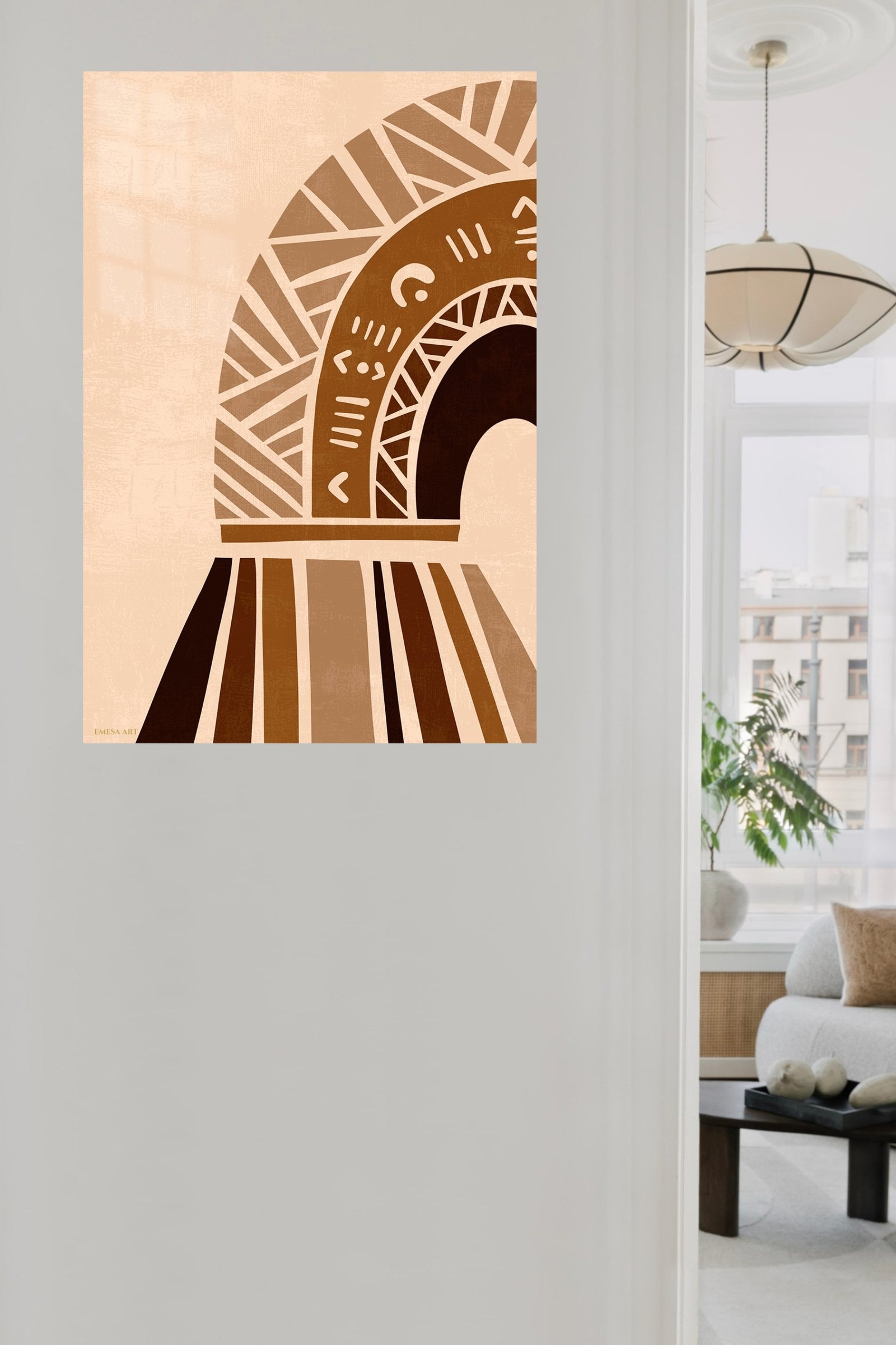 Earthtone Geometric Archway metal wall art print, view 5