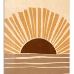 Ochre Sunrise Waves metal wall art print
