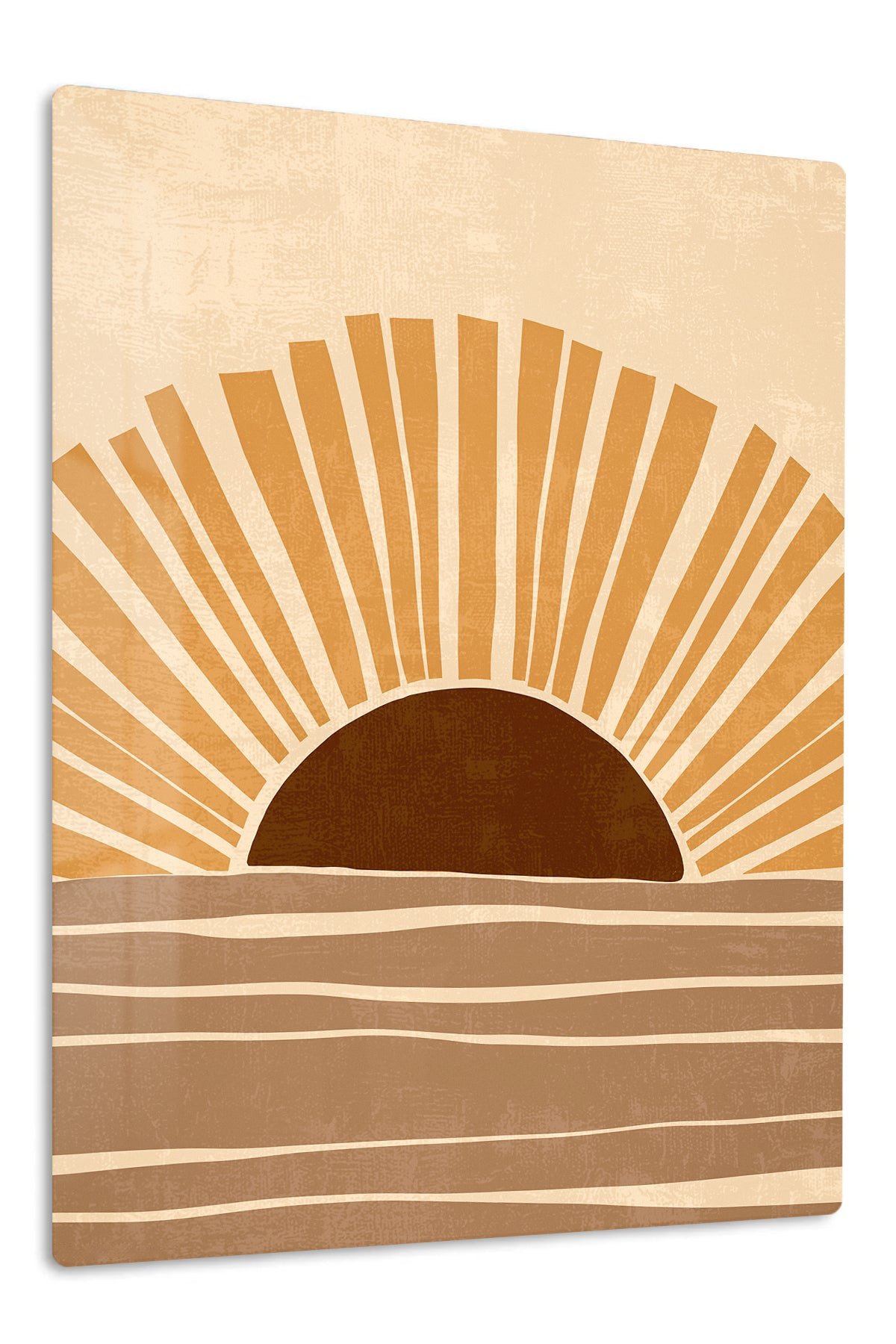 Ochre Sunrise Waves metal wall art print