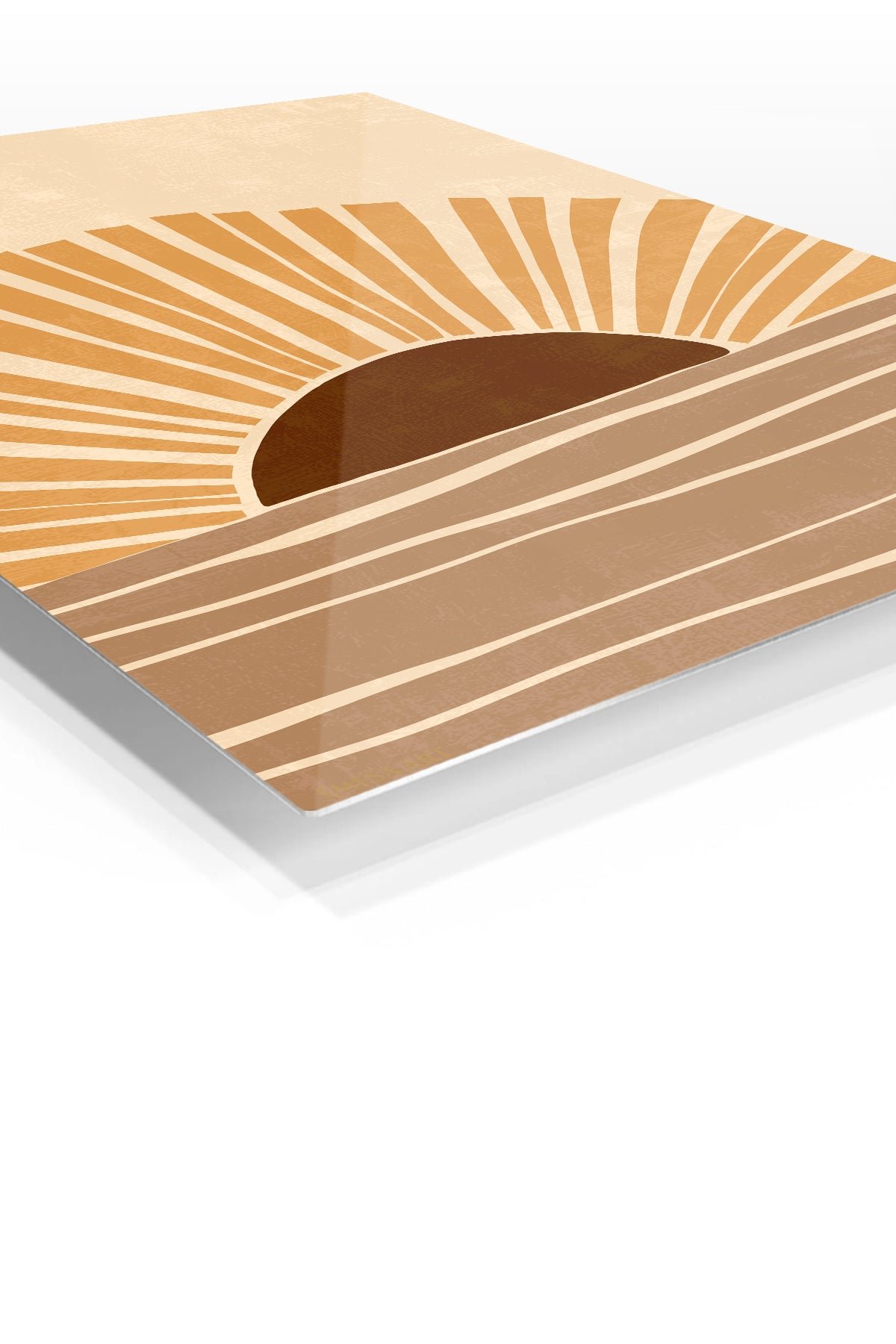 Ochre Sunrise Waves metal wall art print, view 2