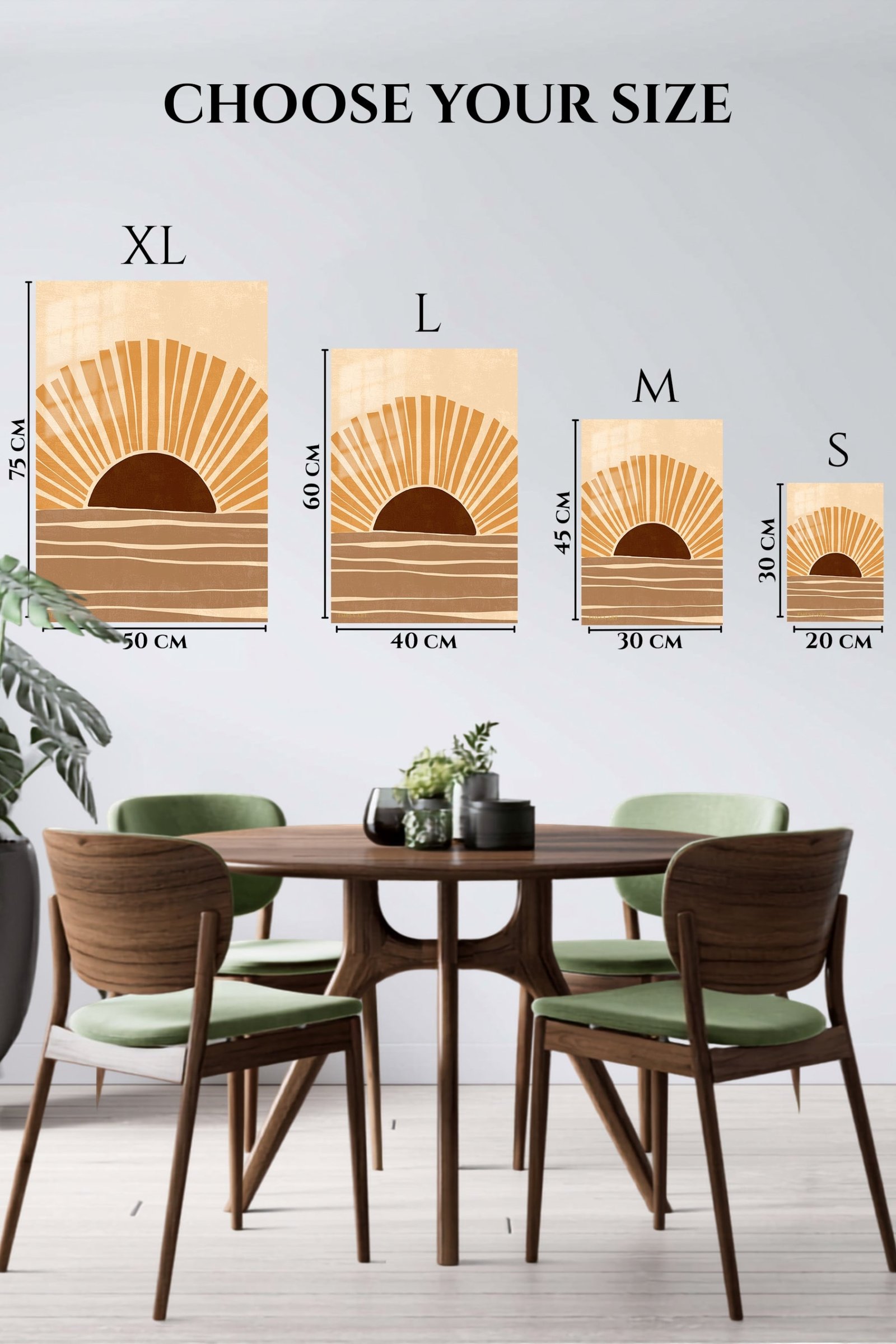 Ochre Sunrise Waves metal wall art print, view 6