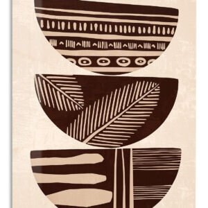 Earthy Patterned Bowl Trio metal wall art print