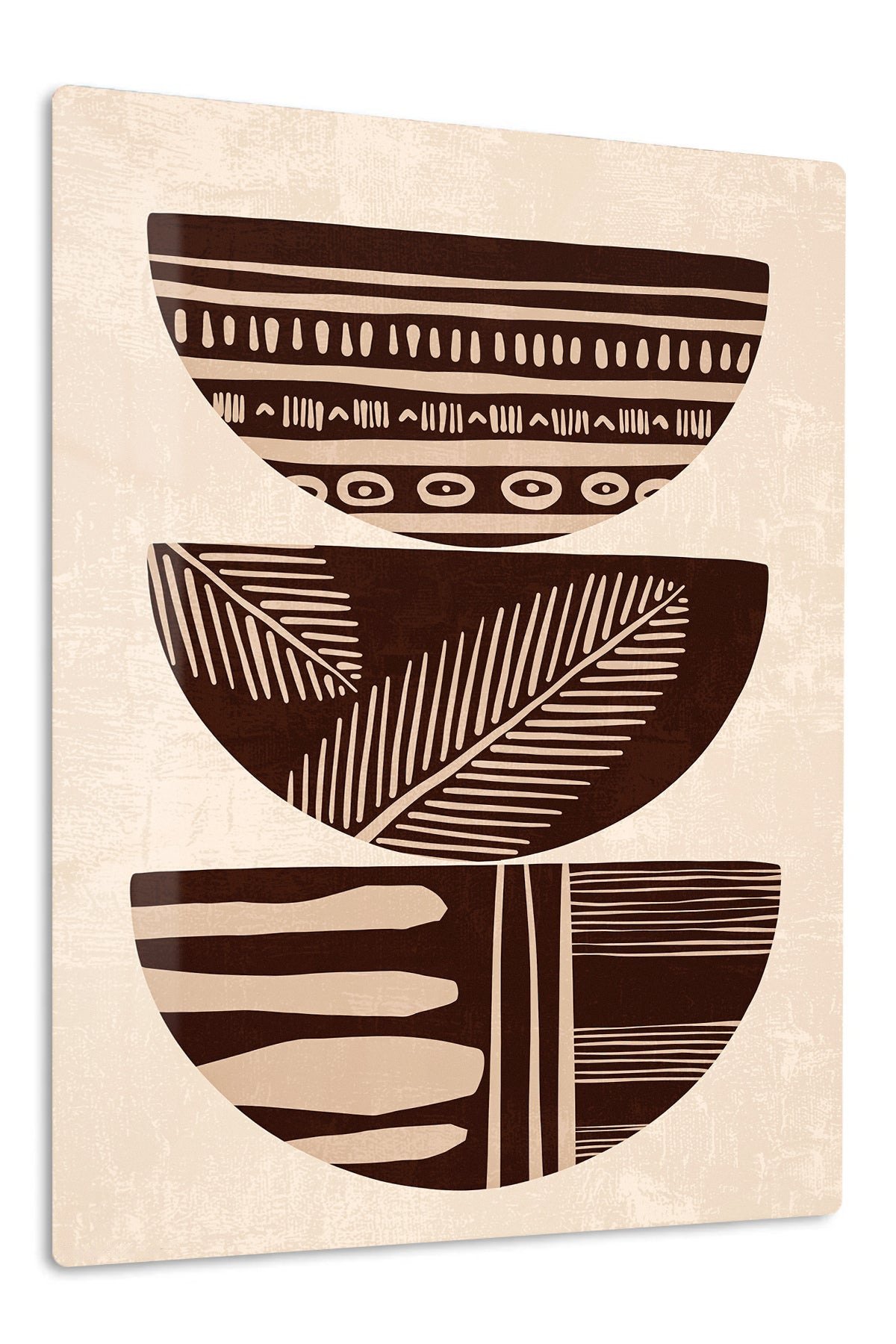 Earthy Patterned Bowl Trio metal wall art print