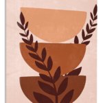 Terracotta Botanical Balance metal wall art print