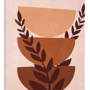 Terracotta Botanical Balance metal wall art print