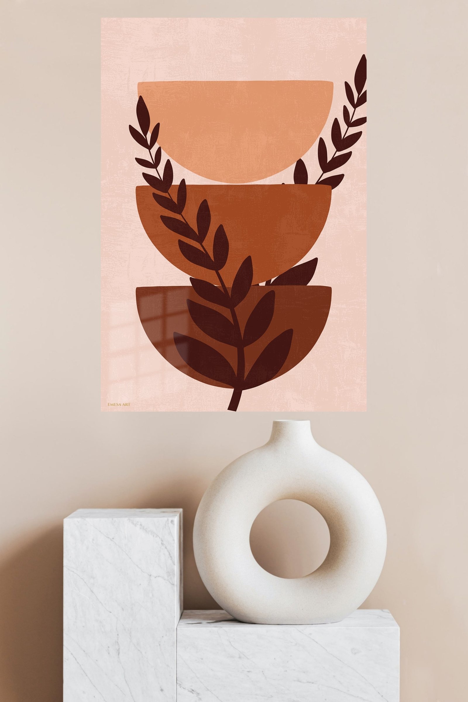Terracotta Botanical Balance metal wall art print, view 4