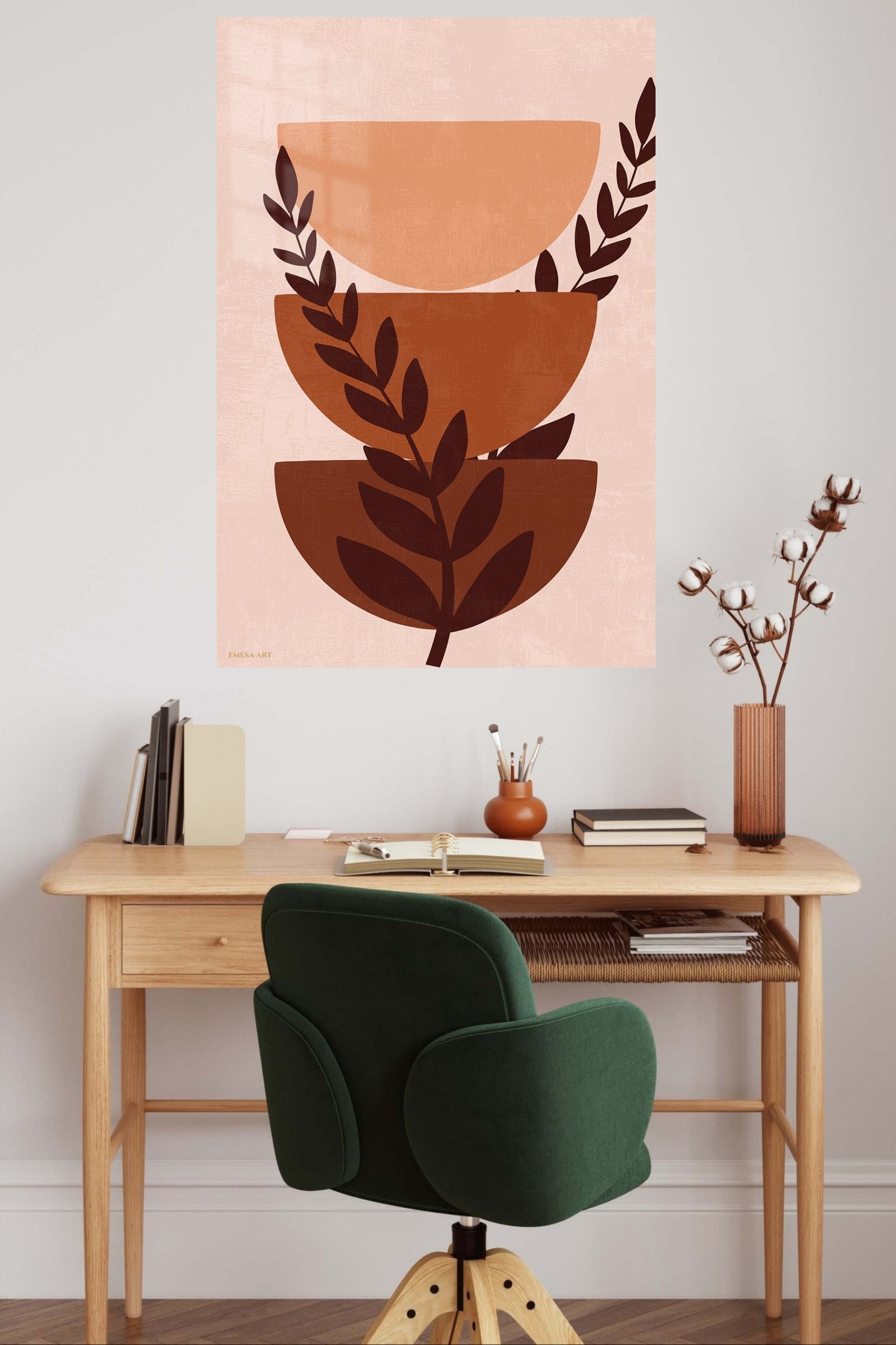 Terracotta Botanical Balance metal wall art print, view 5