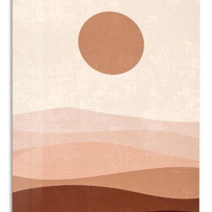 Terracotta Sun Over Layered Dunes metal wall art print
