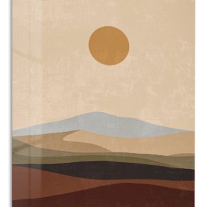Ochre Sun Over Layered Hills metal wall art print