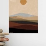 Ochre Sun Over Layered Hills metal wall art print, view 4