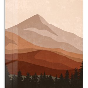 Earthtone Mountain Layers metal wall art print