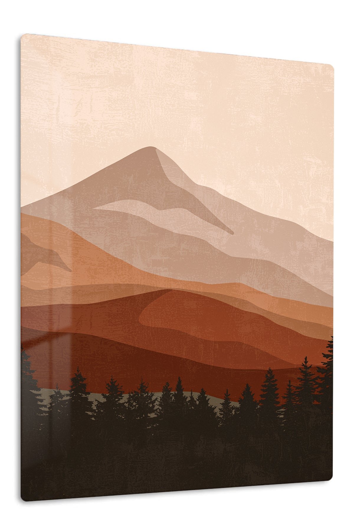 Earthtone Mountain Layers metal wall art print