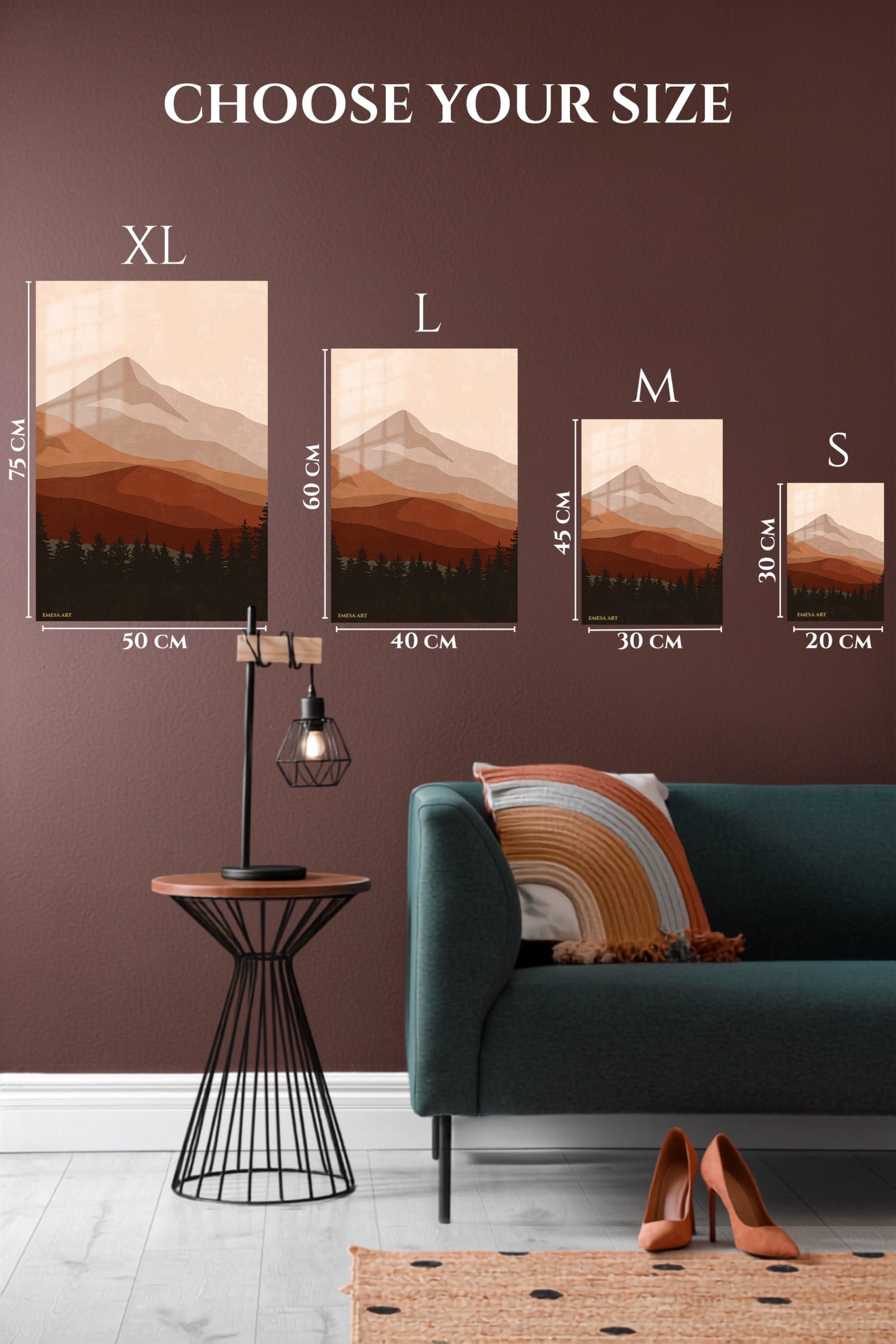 Earthtone Mountain Layers metal wall art print, view 6