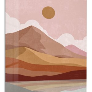 Desert Sun Layered Landscape metal wall art print