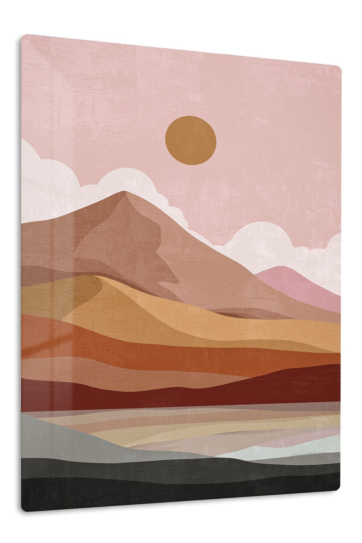 Desert Sun Layered Landscape metal wall art print
