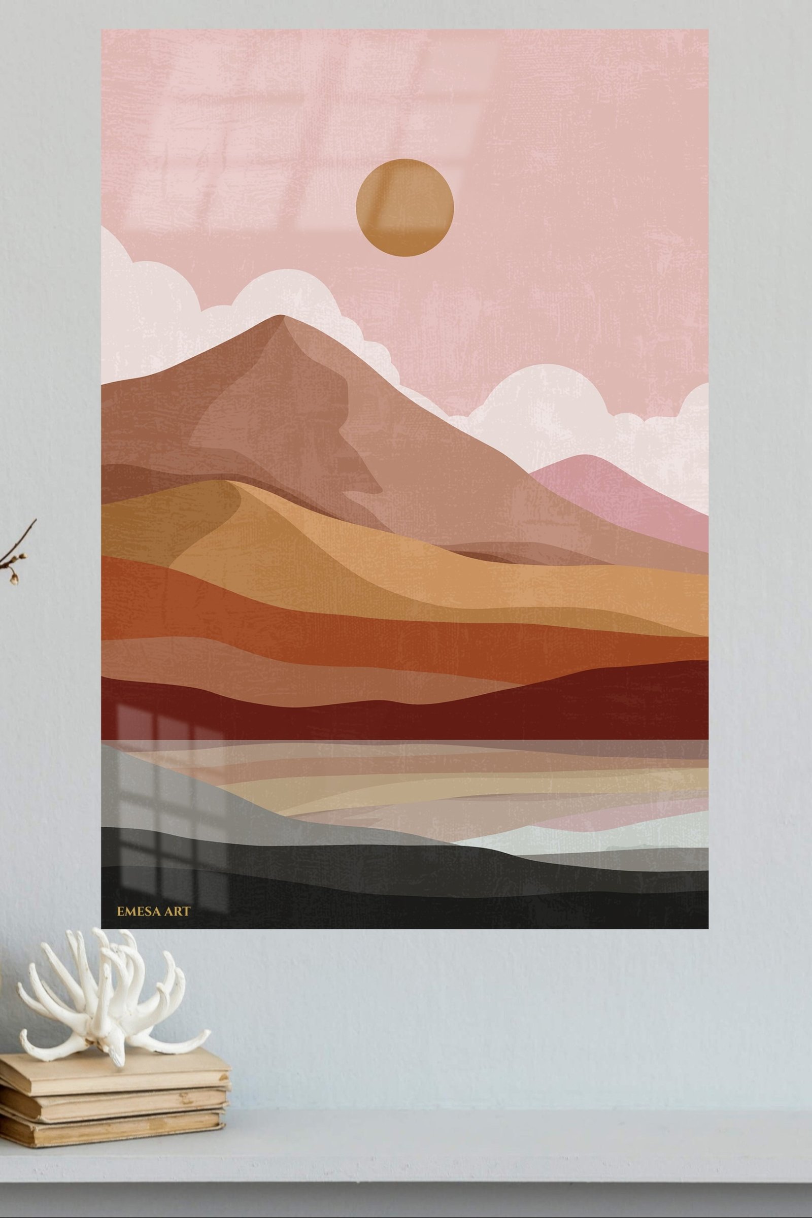 Desert Sun Layered Landscape metal wall art print, view 4