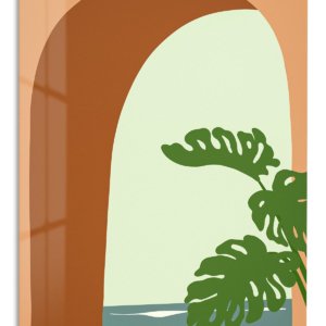 Monstera Arch Retreat metal wall art print