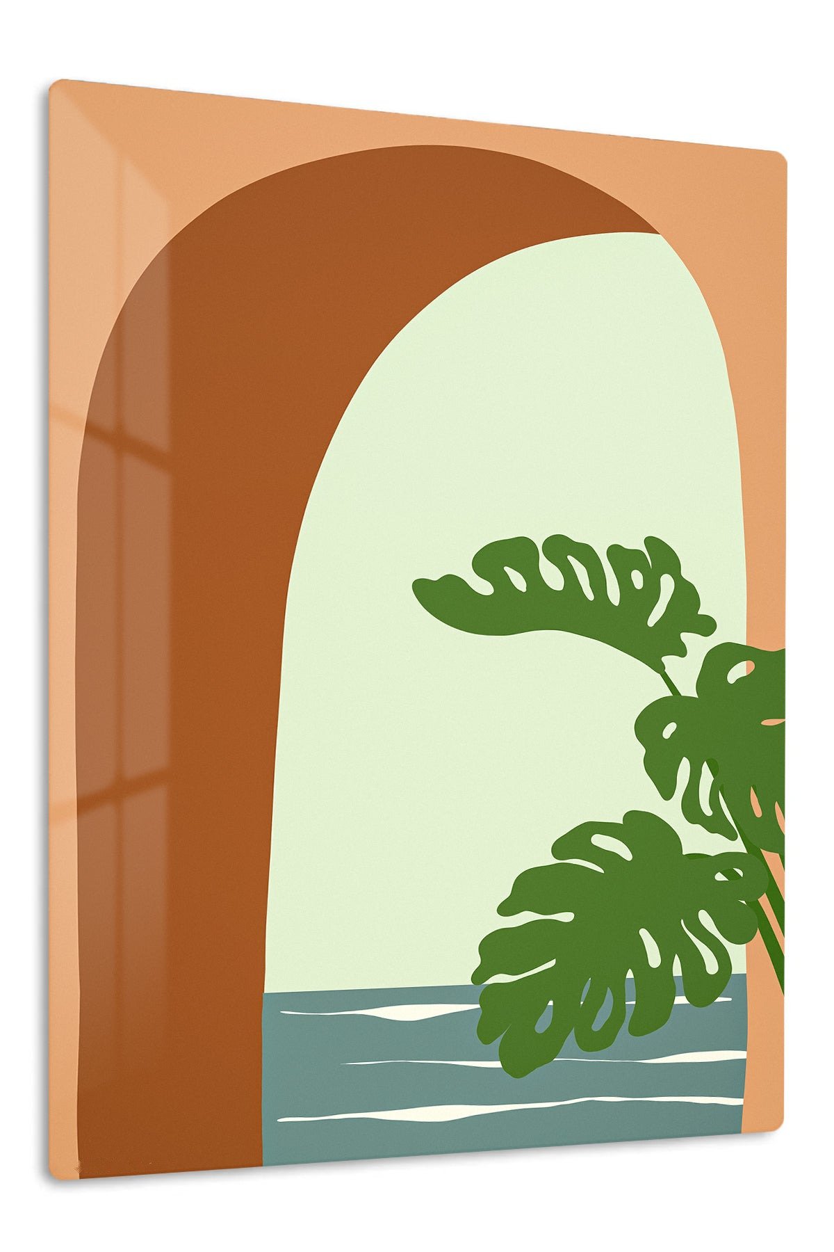 Monstera Arch Retreat metal wall art print